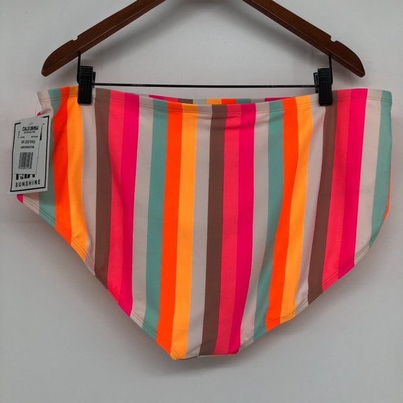NWT California Dunshine Orange multi colorblock striped plus size Bikini Set 3X - Picture 10 of 14
